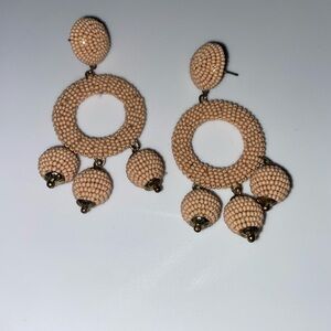 Beaded Tan Dangle Earrings